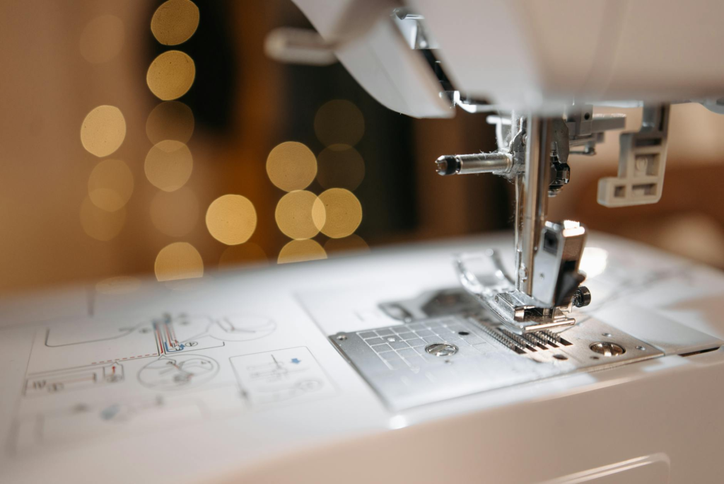 Close up of sewing machine