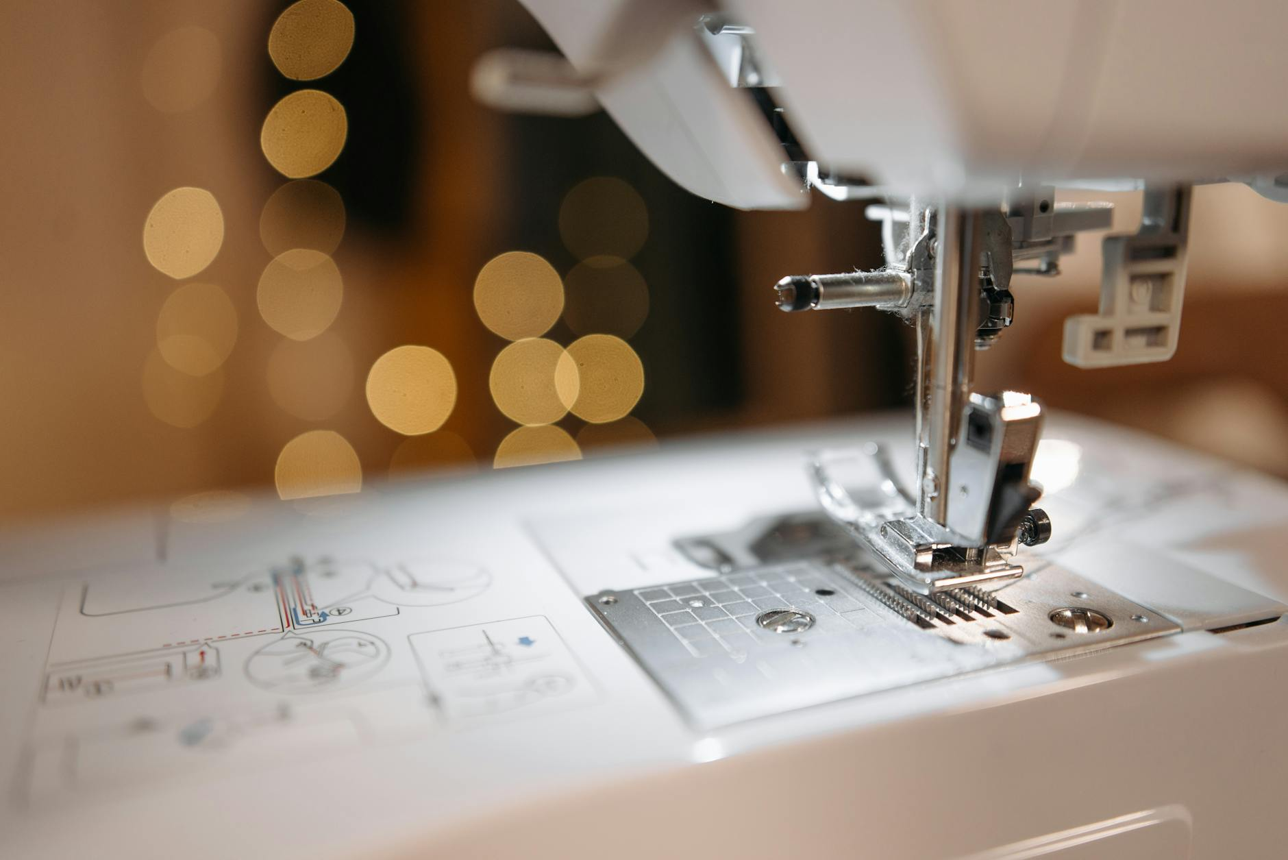 Close up of sewing machine